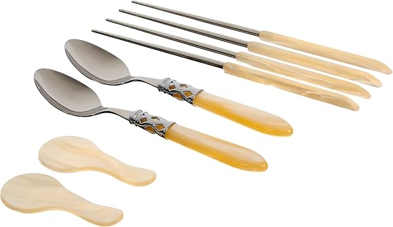 Bugatti ALCAM Aladdin 2–N4226 / Fork and Spoon Set Stainless Steel/Acrylic Ivory 31.5 x 14 x 3 CM