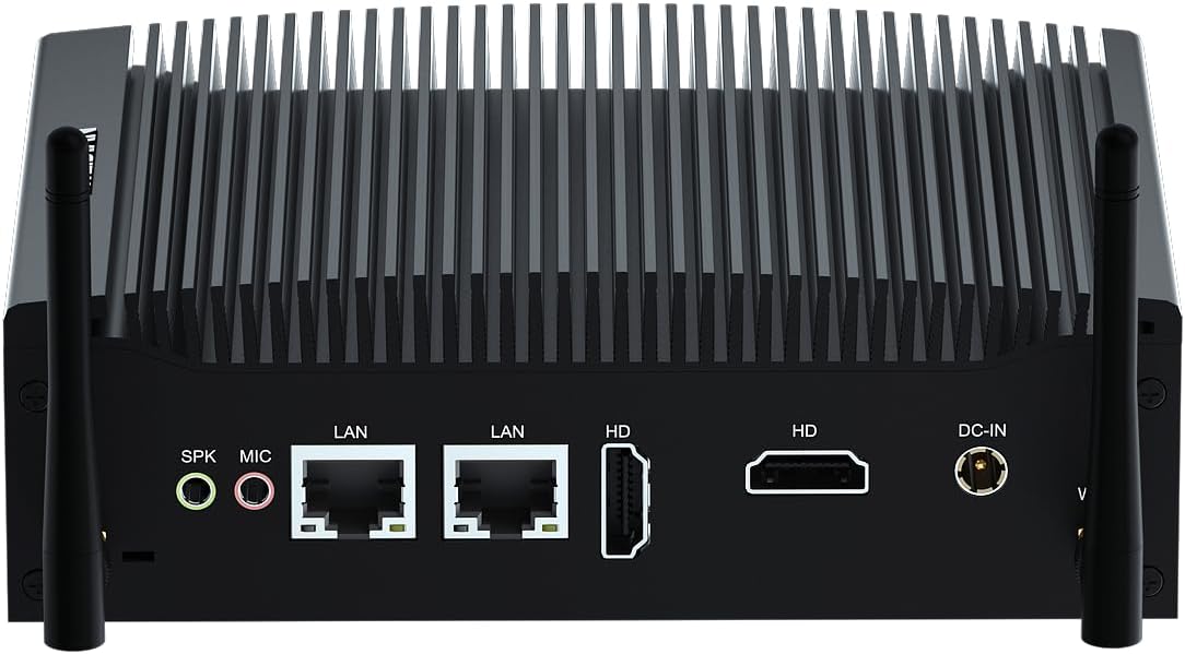 WEIDAIN Fanless PC Industrial, Mini Industrial PC, Fanless Computer i5 8350U Dual HD Display Output, Dual RJ45, 2RS232 COM, 4USB3.0, 4USB2.0, WiFi, BT, Win11/Linux/Ubuntu(16GB RAM 512GB SSD)
