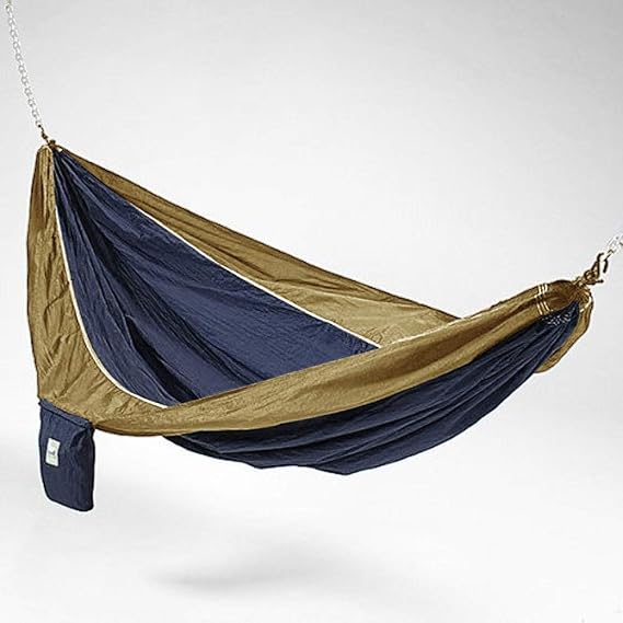 Parachute Silk Lightweight Portable Double Hammock In Blue / Brown