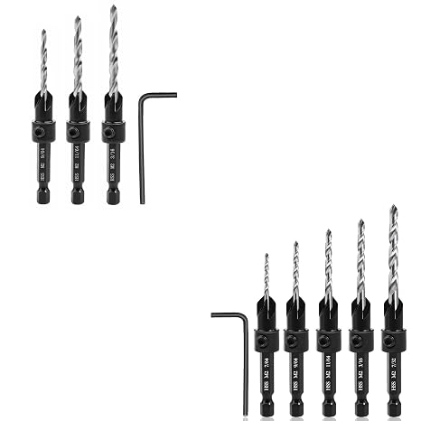 3Pcs Countersink Drill Bit Set & 5Pcs Countersink Drill Bit Set