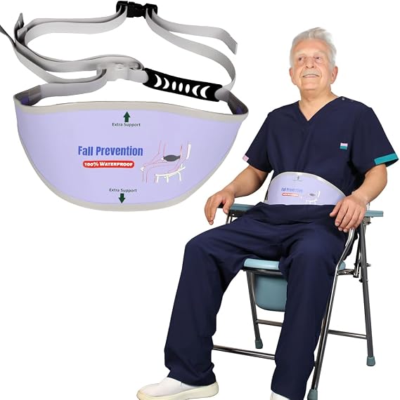 Shower Chair Seatbelt, Anti-Slip Safety Strap for Elderly & Patients - Universal Bath Chair Seat Belt for Fall Prevention, Fits Most Shower Chairs and Benches