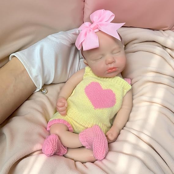 Abenduot Lifelike 13 Inch Full Body Silicone Baby Girl Doll Can Open Mouth | Realistic Solid Silicone Reborn Baby Dolls Anatomically Correct Girl Newborn Baby Dolls For Kids Gift