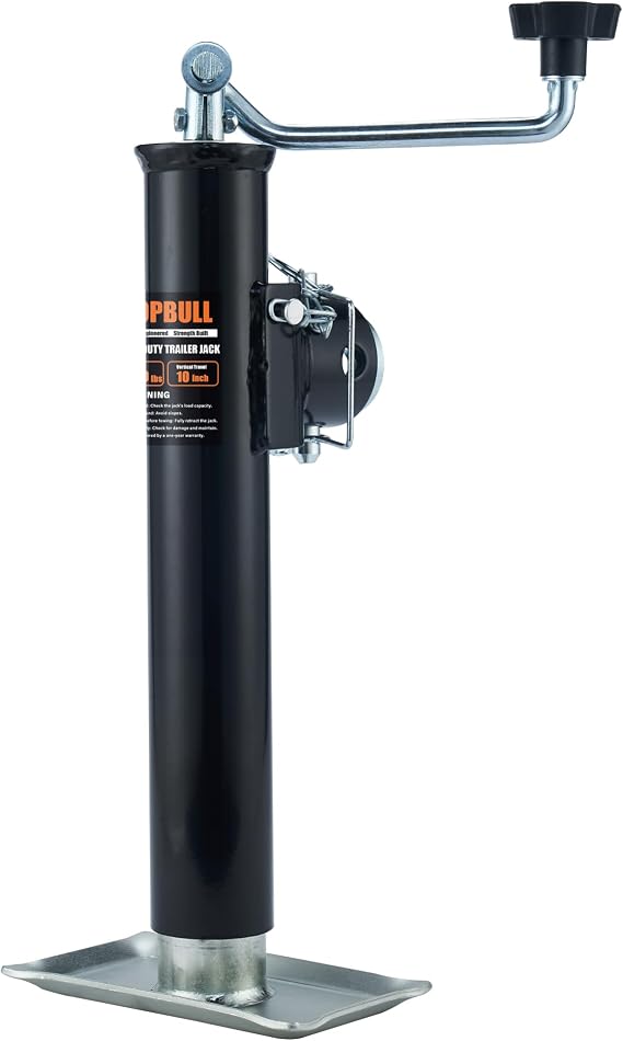 5000 lb Weld-on Pipe Swivel Trailer Jack, 10" Lift Trailer Jack with Footplate, Suitable for RVs, Boats, Multi-Purpose Trailers, and Camping Trailers