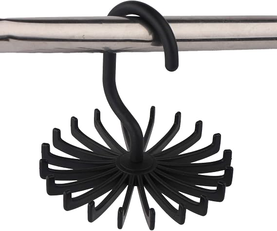 3 Pack Twirl Ties Rack Hanger Closet Organizer Hook Holder (Black)