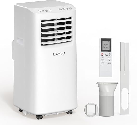 ROVSUN 8000 BTU Portable Air Conditioner with Remote Control, 3-in-1 Room AC Unit, Fan & Dehumidifier with Digital Display, 24H Timer & Installation Kits for Home Office Dorm