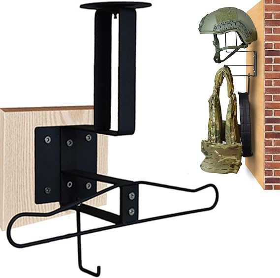 EMERSONGEARS Tactical Hanger Wall Mount, Metal Helmet Stand Plate Carrier Belt Gloves Hanger Sturdy Save Space Organizer for Airsoft Cycling Display