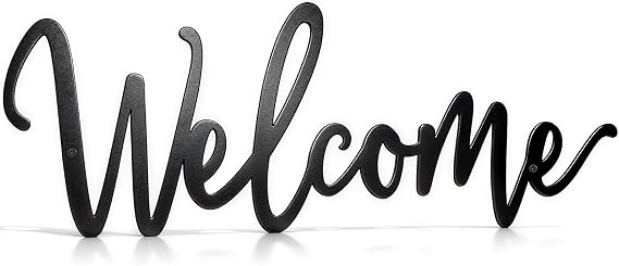Welcome Metal Sign Wall Decor (Black)