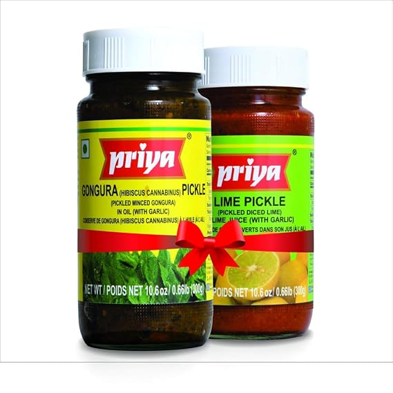 Priya Pickle Combo Pack - Gongura & Lime (2 x 300 gm)