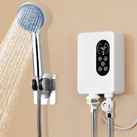 Electric Instant Hot Water Heater Shower Electric Tankless Shower Hot Water 3500W Bathroom Instantaneous Water Heater (White)