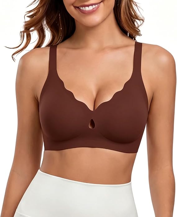 LEYSHE Racerback Bras for Women Criss Cross Padded Bralette Pull On Comfortable Wireless Seamless Tshirt Bra