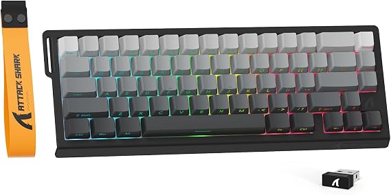 ATTACK SHARK X68PRO HE Rapid Trigger Keyboard, Fast Response, 3 Modes Connection, 2.4G, Bluetooth, USB-C Wired, 8KHZ Gaming Keyboard, Rapid Trigger, Adjustable Actuation, RT0.01mm, Compact 66 Keys | キーボード 2.4G Bluetooth USB-C有線 調整可能なアクチュエーション搭載 RT0.01mm 66キー 5面熱昇華PBTキーキャップ RGB 5000mAh 技適認証済み Win/Mac両対応