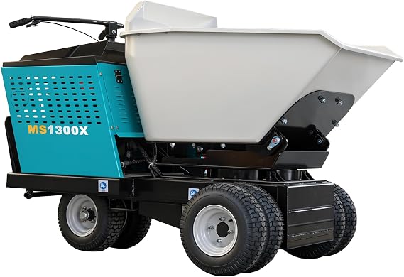 MMS 2866Lbs Capacity Power Wheelbarrow 21 Cu.Ft Bucket, 420cc 13.5HP E-Start Power Buggy, 180 Dump Angle Hydraulic Dump Cart for Concrete, Garden, Farm, Landscaping, Construction