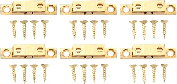 6 Set Cabinet Door Catch, Solid Brass Cabinet Door Catch, Closet Ball Tension Latch, Double Ball Tension Roller Catch Latch with Screw for Cabinet, Closet, Furniture Door (60mm /