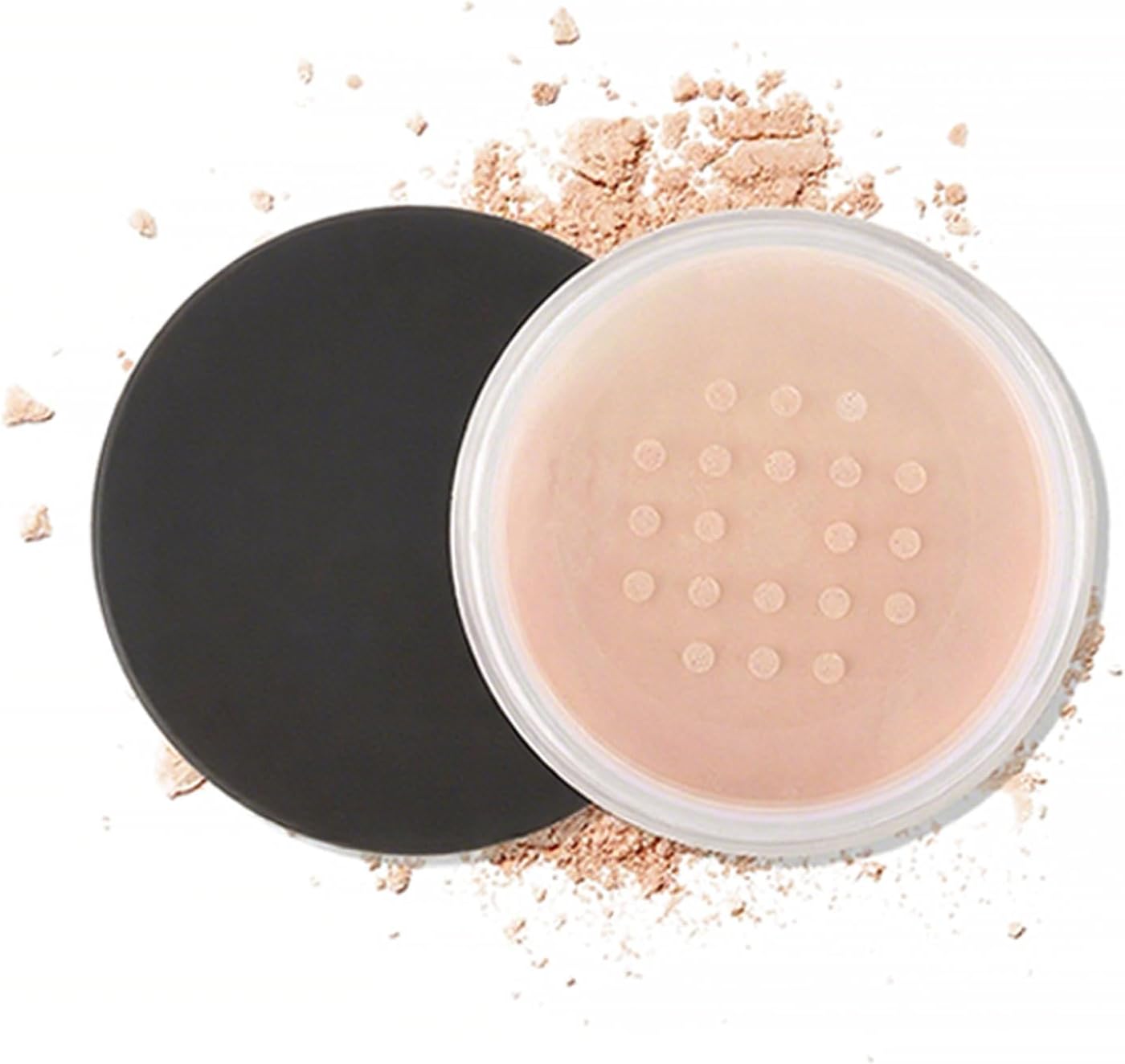 Skin Color Loose Powder with Fine Shimmers, Translucent Face Setting Powder for All Type, Smooth Oil Control Long Lasting Baking, Soft Focus Makeup Lightweight Fixing with Powder Puff
