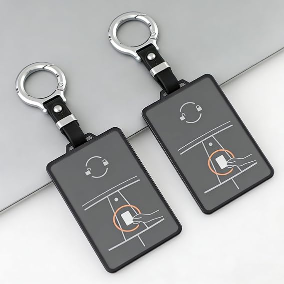 2PCS Key Card Holder for Tesla Model 3 Model Y TPU Key Holder with Keyring for Tesla, Black