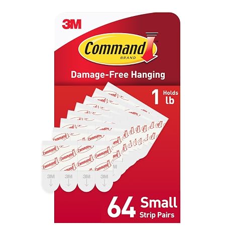 Command Indoor Small Replacement Strips, 64 Strips