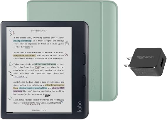 Kobo Libra Colour Black eReader with Case Bundle