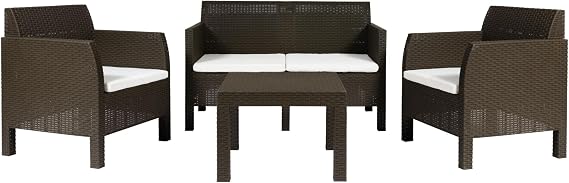 Matilde 4 Kişilik Rattan Oturma Grubu Kahverengi