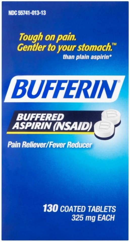 Bufferin Buffered Aspirin NSAID Coated Tablets Pain RelieverFever Reducer 130 ea