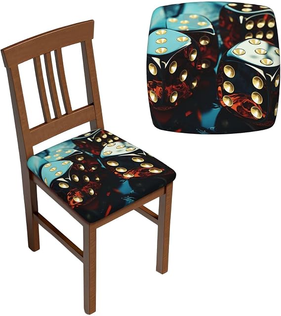 Dice Graphics Seat Covers for Dining Room Chairs Set Stretch Chair Seat Covers,Removable Washble Chairs Slipcovers Protector Anti-Dust Couch Cushion Slipcover for Kitchen