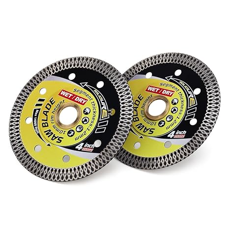 2Pcs Diamond Saw Blade 4" Super Thin Diamond Blade for Tile Ceramic Porcelain Granite Marble
