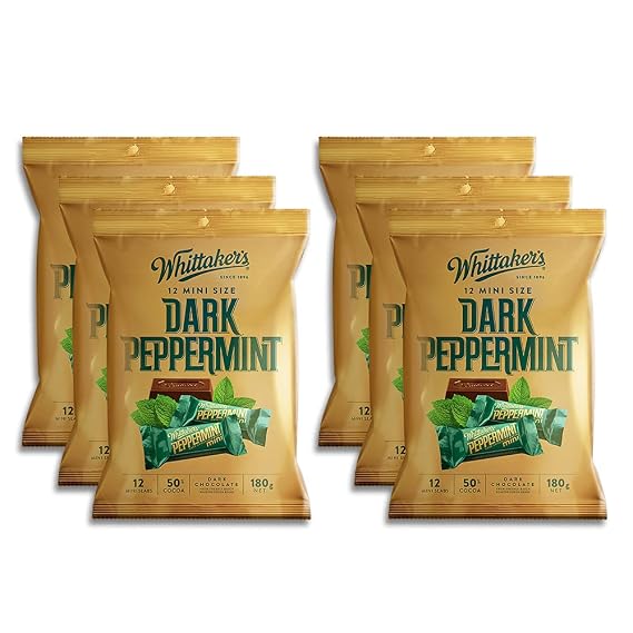 Whittaker's Share Pack Mini Slab Dark Peppermint 180g (Pack of 6) (Made in New Zealand)