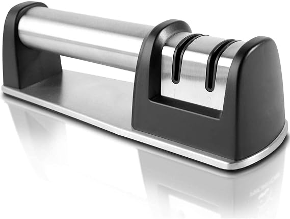 Manual Knife Sharpeners, Knife Sharpener for Straight and Serrated Knives, 2-Stage Diamond Coated Wheel System, Knife Sharpener Kitchen Knife Sharpening Tool Chef's Choice