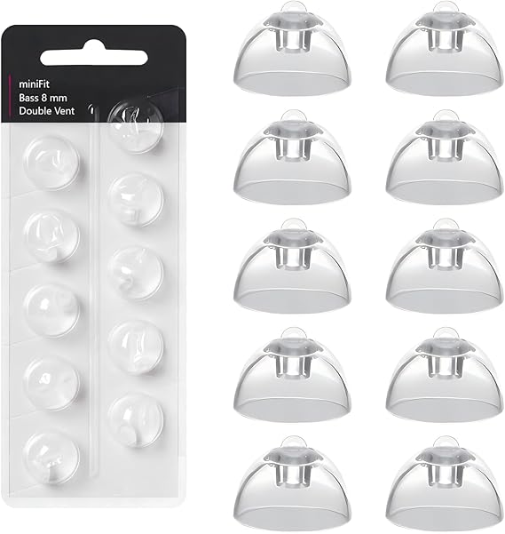 10 Pcs Hearing Aid Domes for Oticon Replacements Double Vent Bass Domes 8mm | Hearing Aid Domes Hearing Aid Accessories Soft Silicone Compatible with Oticon Minifit Double Vent Bass Domes