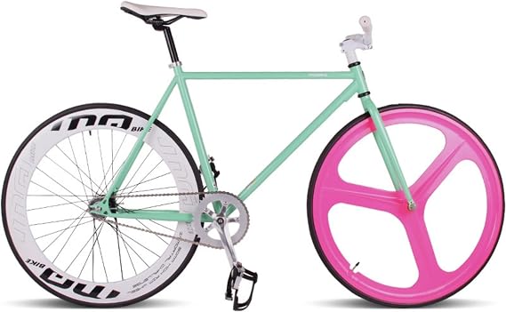 Fixie Bike, Fixed Gear Bike, Flip-Flop Hub Free & Fix Gear, Front & Rear Brake/Pedal Strap, Single Gear, Interior Shimano Rear 3-Speed Gear, Ultra Lightweight, Front and Rear Disc Brake, Drop