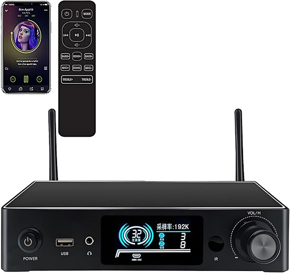 ODISON WA80 PRO Ultimate Wireless Streaming Amplifier - Professional 2-Ch HiFi Receiver (60W2) with 192kHz/24-bit, ESS9023 DAC, Dual EQ System, Roon Ready/Alexa Cast Compatible (Black)