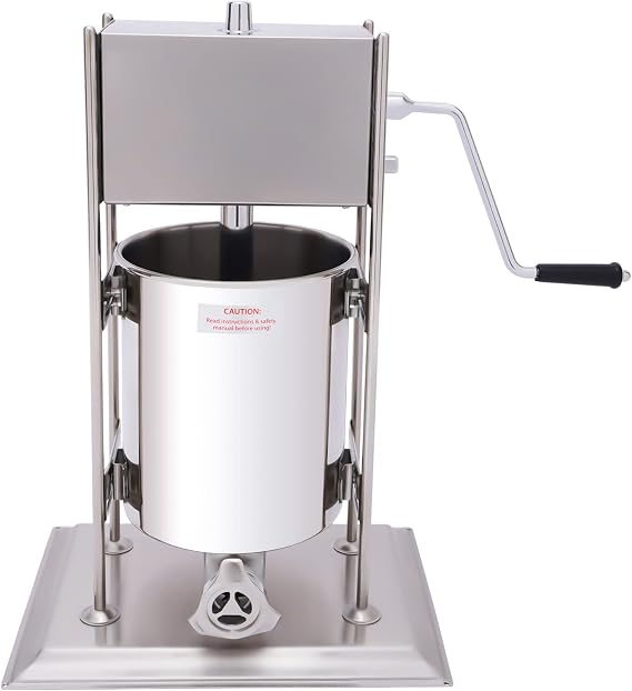 10L Commercial Manual Churros Maker Machine Stainless Steel Latin Fruit Machine Vertical Sausage Stuffer Machine with 4 Nozzles Heavy Duty Churros Machine