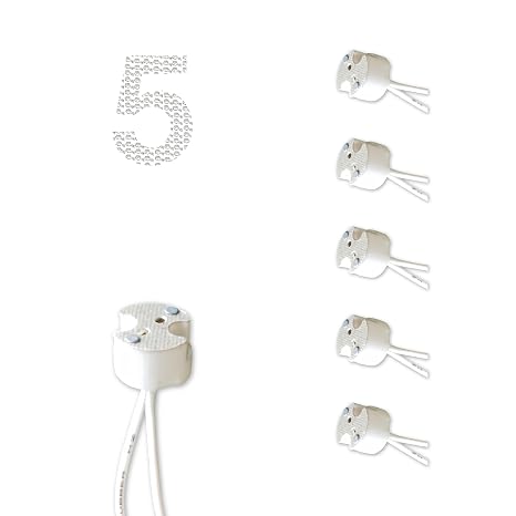 5 Pack MR16 Socket GU5.3 G4 MR11 GY6.35 Ceramic Light Socket Replacement for LED and Halogen Bulbs, Mini Bi-Pin Lamp Holder Base Connector