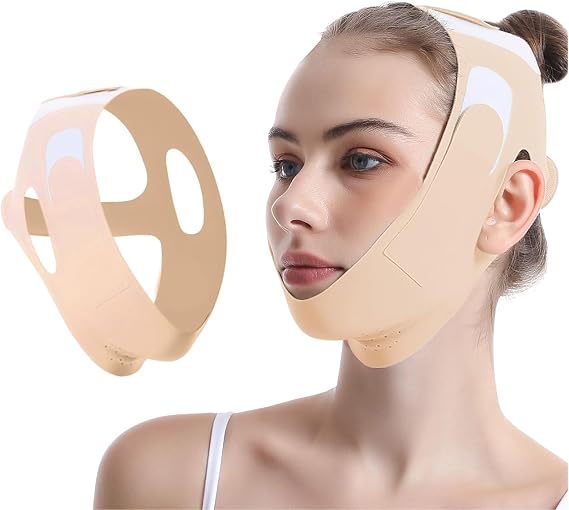 V-Line Lifting Mask, Reusable Double Chin Reducer,Upgrade Ice-Cool Chin Strap,Face Slimming & Jawline Sculpting, Anti-Aging Chin Strap for Firm Lifted Skin, Adjustable Jaw Strap