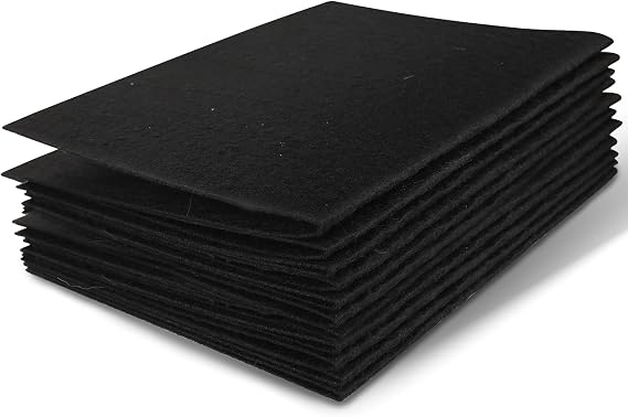 10Pcs Felt Sheets Fabric, 7" x 11" Soft Felt Squares for Craft, 1mm(Black)