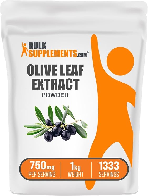 Olive Leaf Extract Powder - Herbal Supplement, Antioxidant Source, Olive Leaf Powder - Gluten Free, 750mg per Serving, 1kg (2.2 lbs) (Pack of 1)