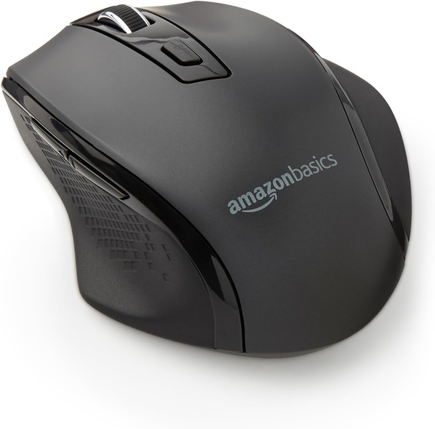 Amazon Basics Wireless Mouse, Ergonomic Mouse with Adjustable DPI 600-3600, 2.4 GHz USB Receiver for Home Office Laptop Desktop, Black