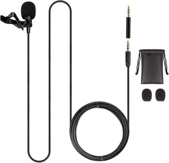 5 CORE Microphone Professional Lavalier Mic Wearable Omnidirectional Condenser 3.5mm Body Lapel Smartphone Camera Recording Microfono - CM Mob 2M