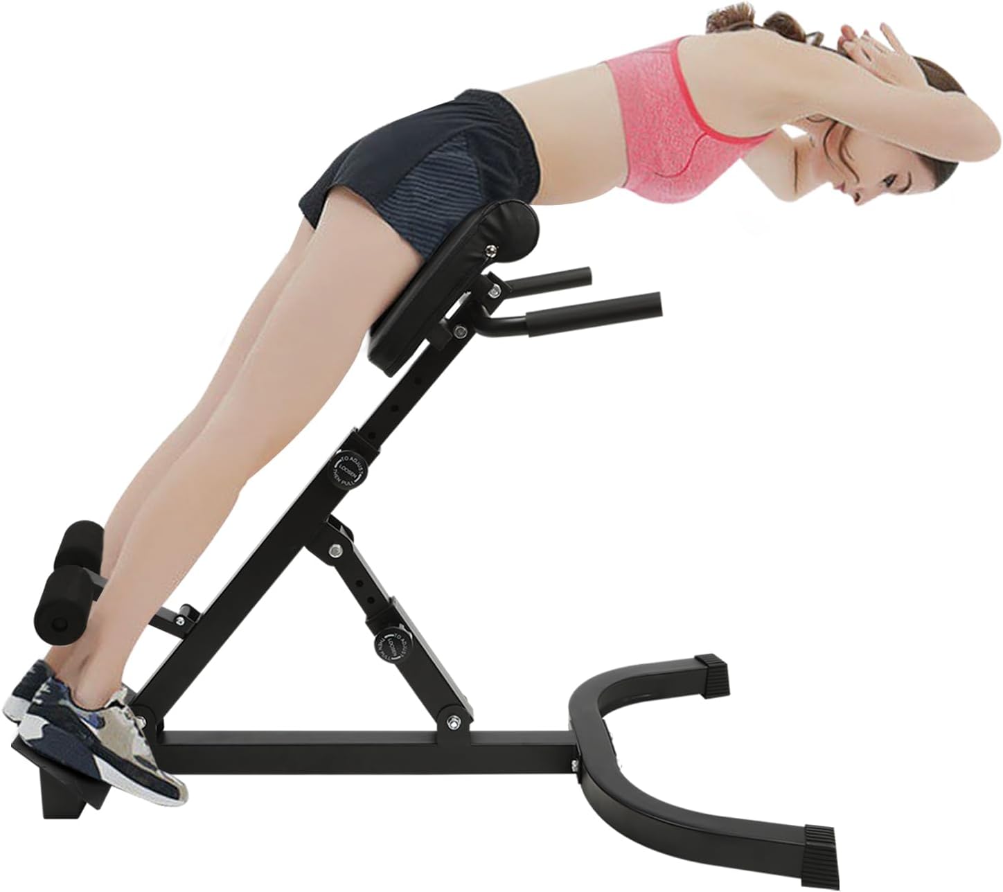 Back Extension Roman Chair, AB Machine Adjustable Lengths & Angles Sit up Bench, Hip Thrust Machine, Multi-Functional Bench for Full All-in-One Body Workout