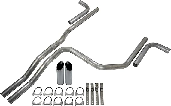 Truck Exhaust Kits - Cat-back 2.5" Dual Exhaust System | Tail Pipes Only, 2.5" x 9" Angle Cut Tips, Side of Vehicle Exit, Mandrel Bent, USA Made