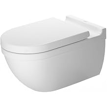 Duravit, 2226092092, Starck 3 0.8/1.6 GPF Dual Flush Wall Mounted One Piece Elongated Toilet with Wall Hand Lever - Less Seat, White with HygieneGlaze