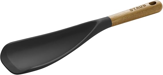Staub Silicone with Wood Handle Cooking Utensil, Multi-function Spatula Spoon | Food Safe Silicone Cooking Spoon, Heat-resistant Silicone Head, Durable Acacia Wood Handle. Safe for All Cookware Surfaces.