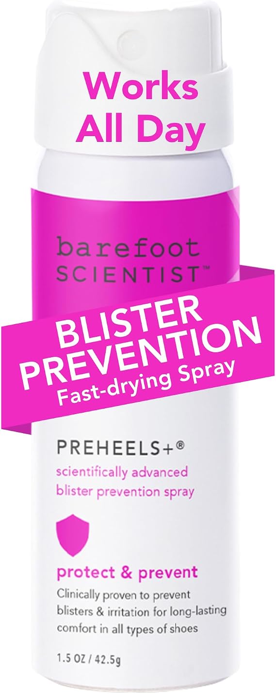 Barefoot Scientist PreHeels+ Blister Prevention Spray, Innovative Invisible Protective Barrier Against Blisters