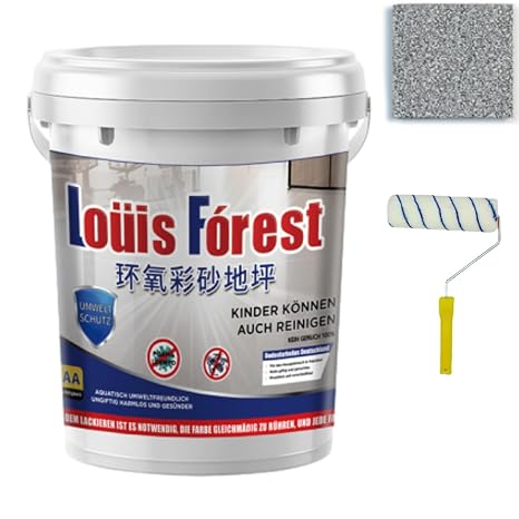 High-Gloss Marble Effect Epoxy Floor Coating, Louis Forest Epoxy Floor Paint, High-Gloss Epoxy Resin Floor Coating, Floor Coating, Epoxy Floor Paint, Garage Floor Pain (Medium Gray)