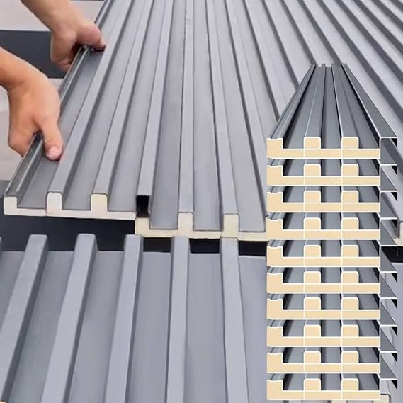 10 Pcs Heavy Duty Ceiling Insulated Panels, Corrugated Roofing Panels, Metal Roof Shingles, Waterproof Roofing Board for Outdoor House Storage Stables Patio Garages Sheds(L0.8m/2.6ft)