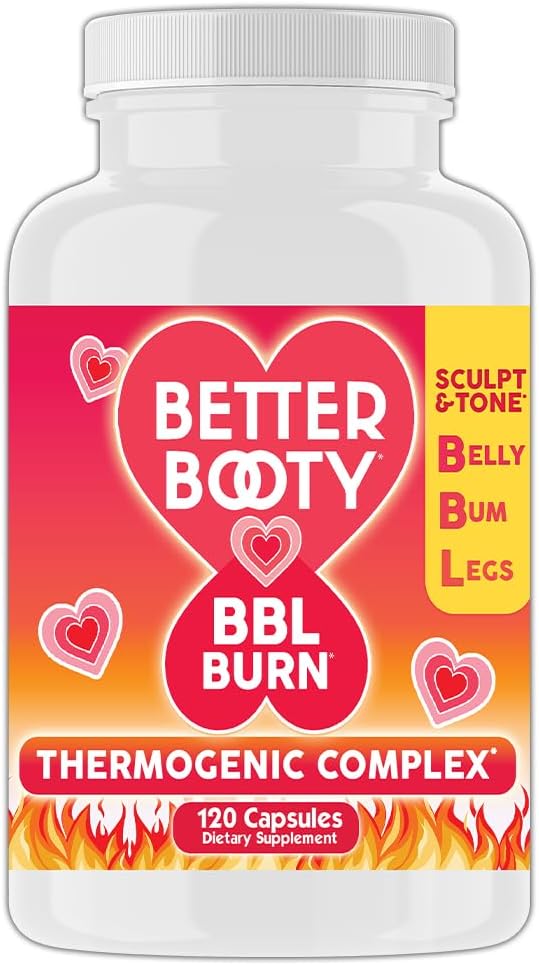 Better Booty BBL Burn Thermogenic Complex Capsules, Tone & Sculpt Belly, Bum + Legs w. Garcinia Cambogia, Guarana, Green Tea Ext, ALA, Cayenne Pepper Supplement (120ct, 60 Servings)