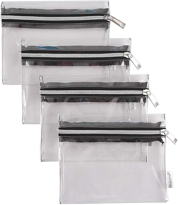 Clear Vinyl Zipper Multi-purpose Waterproof Office Home Supply Organizers toiletry Pouch Tool Bag 4-pack