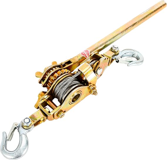 Heavy Duty 2 Ton Hand Lever Puller Tightener Come Along Cable HD Strong Alloy Hoist Hook 4400Lb Automotive Hoist Cable Puller with 2 Hooks Cable Hd