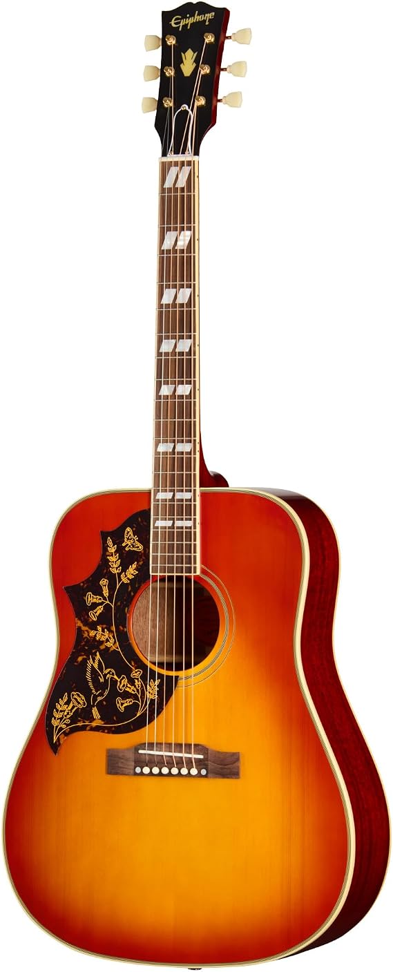 Epiphone Inspired by Gibson Custom 1960 Hummingbird Lefty, Heritage Cherry Sunburst with Case