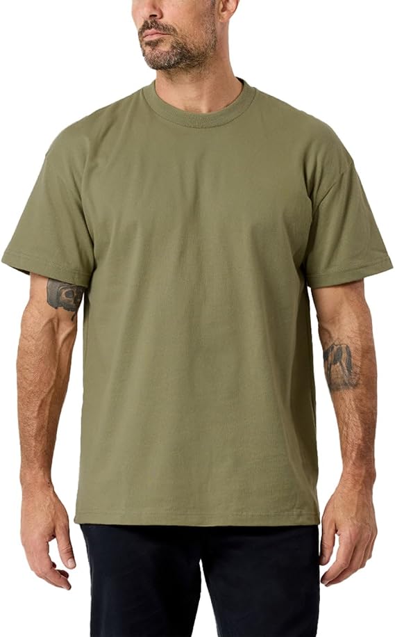 Heavyweight T Shirts for Men Boxy Oversized 100% Cotton Thick Tees S-3XL