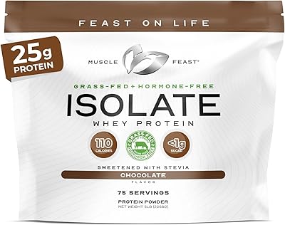 Muscle Feast Grass-Fed Whey Protein Isolate, All Natural Hormone Free Pasture Raised, Whey Isolate Protein Powder for Men and Women, Clean, Gluten-Free, Delicious Isolate Protein - Chocolate, 5lb
